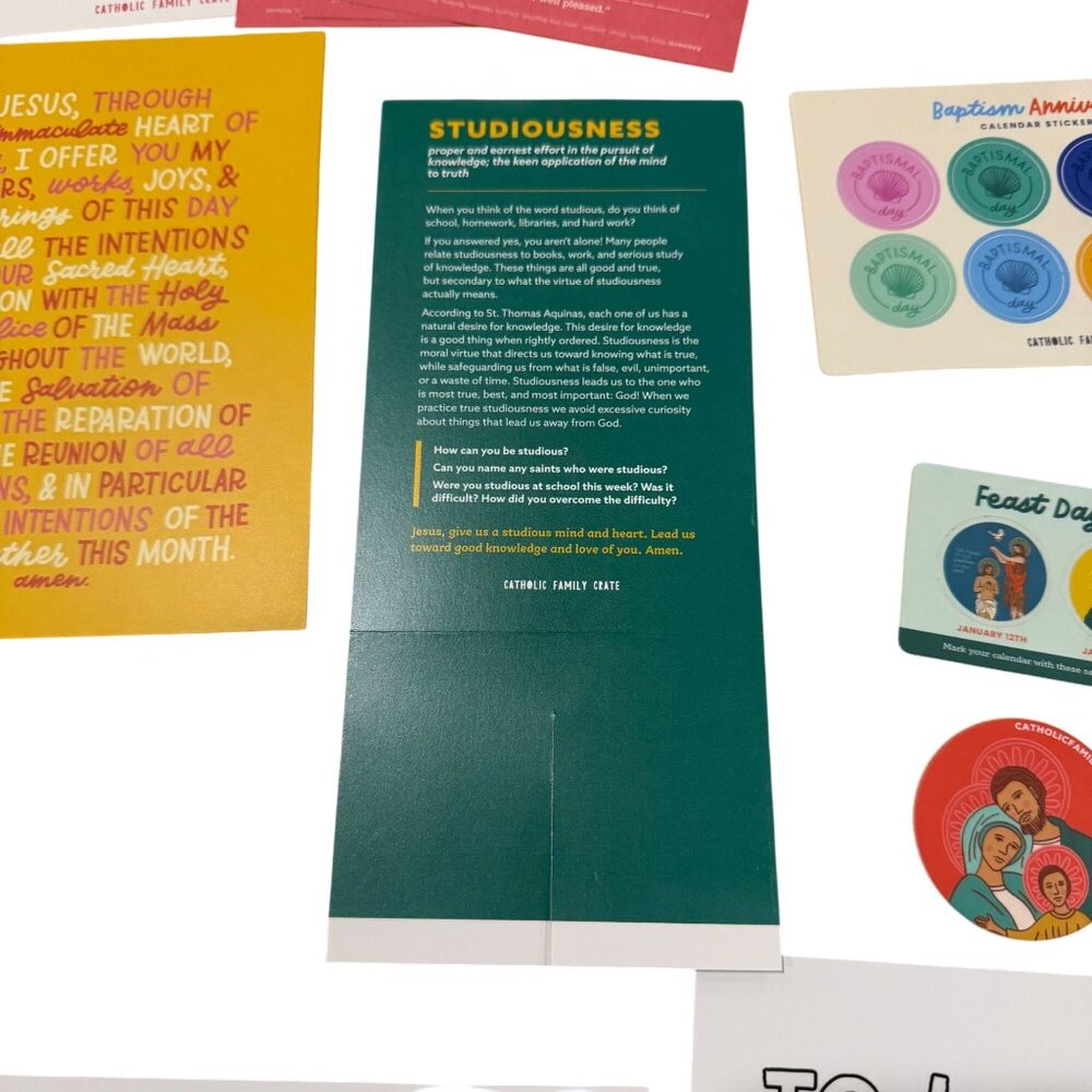 Catholic Family Crate January Baptism Subscription Box Thomas Aquinas Stickers - Picture 9 of 9